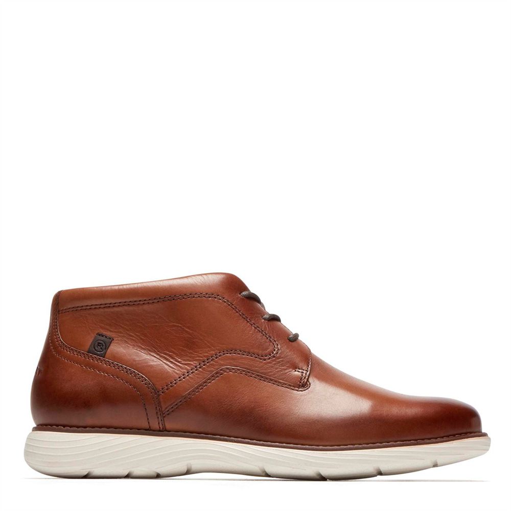 Rockport Men's Garett Chukka Boots - Cognac - USA (4637OXCRS)